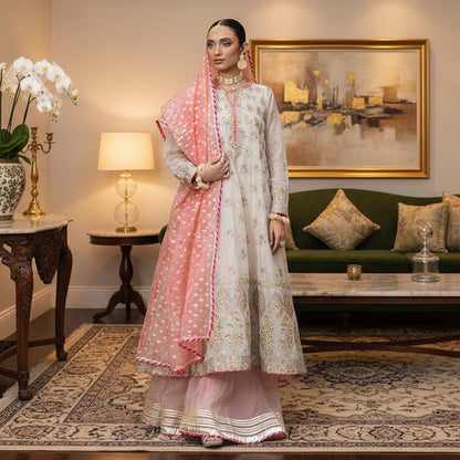 DEEPAK PERWANI, Unstitched (Replica), Body & Frock: CHIFFON