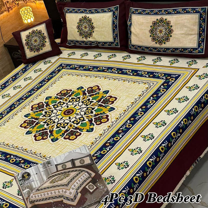 4Pc 3D Panel Bedsheet 25 design