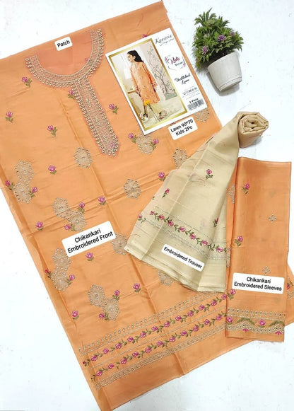 Girls lawn embroidered suit 2pcs