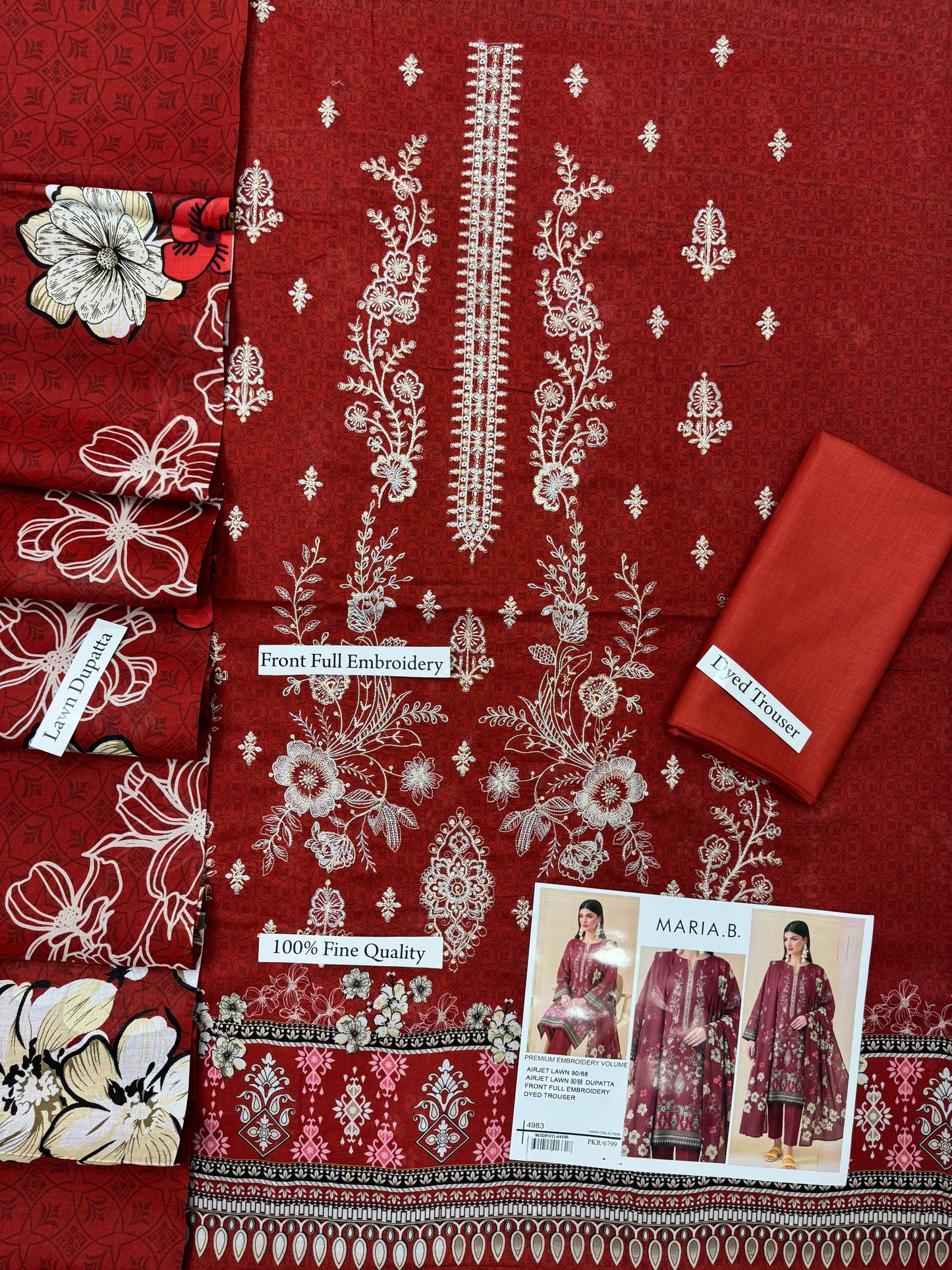 MARIA.B digital printed and Front head embroidered Lawn, new arrival