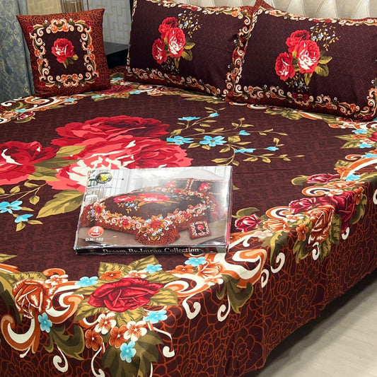 3 D PANAL BEDSHEET CRYSTAL COTTON 4 PCS
