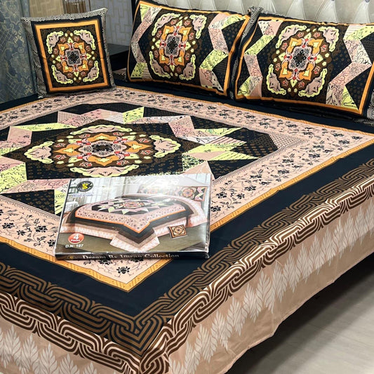 3 D PANAL BEDSHEET CRYSTAL COTTON 4 PCS
