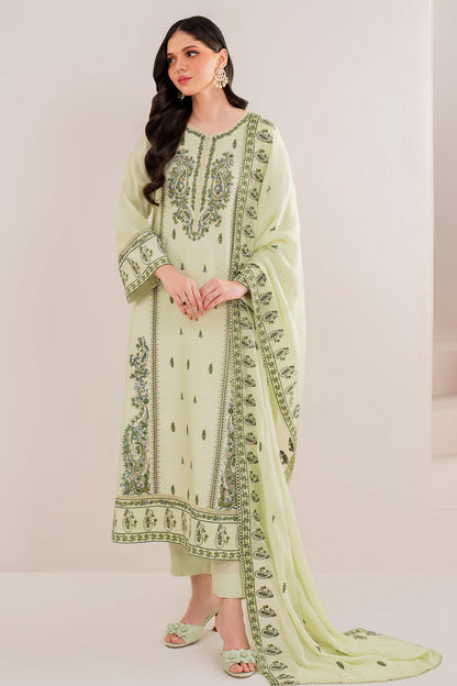 GARNET-3PC DHANAK EMBROIDERED SHIRT WITH DHANAK