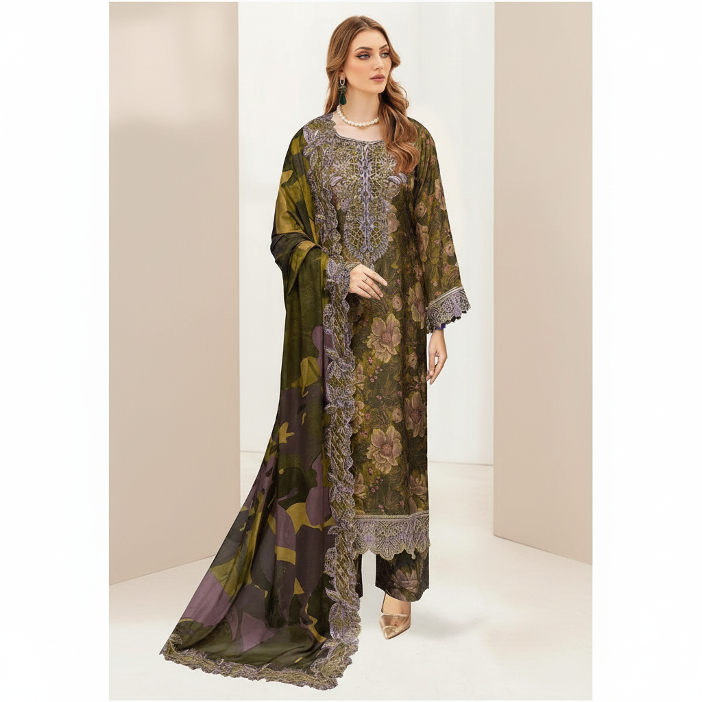 Tawakal printed lawn 90/70*
*03PCS unstitched dress*
