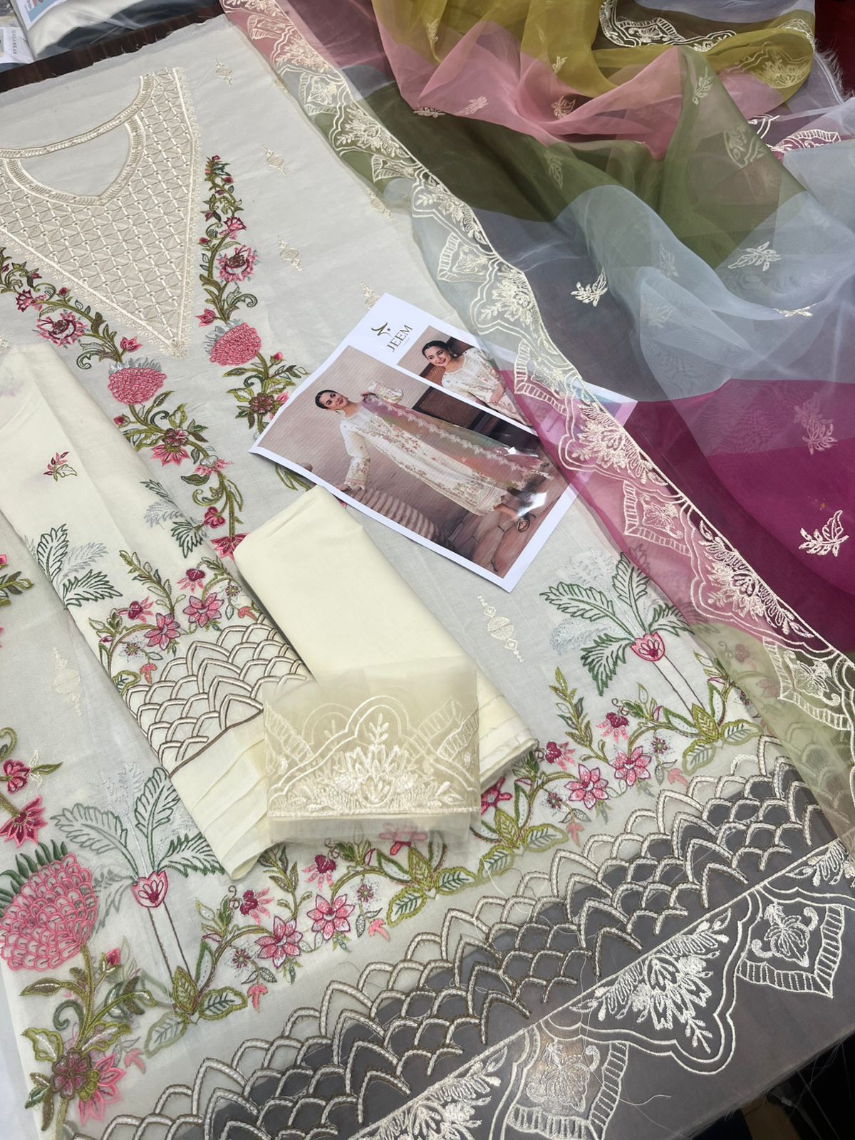 Jeem summer 2026 collection hit Code Available on Fine Quality Lawn with Rangoli Dimond Emb Dopatta