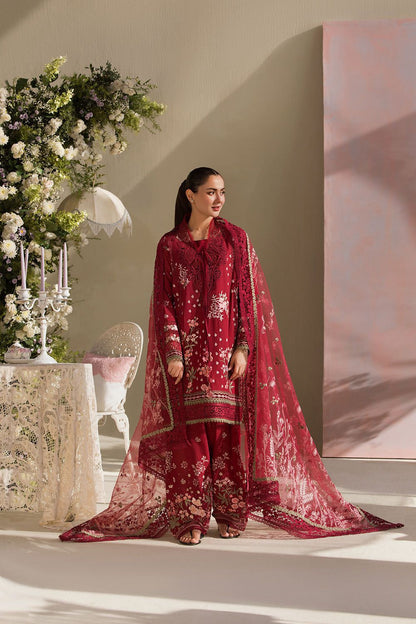 Sobia Nazir offers a premium lawn shirt featuring an intricately embroidered neck and a heavily embroidered front.