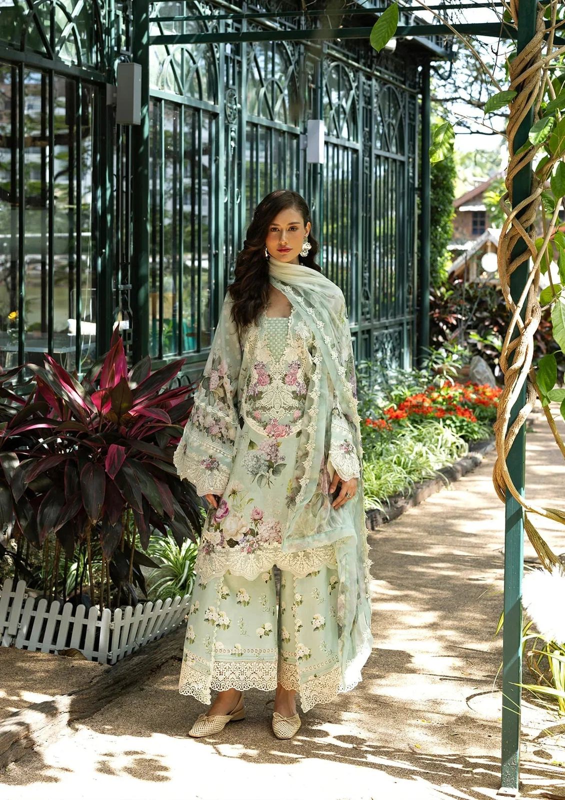 Elaf-Printed lawn shirt & printed silk  dupatta