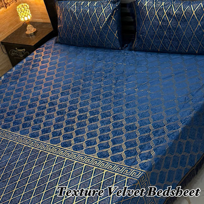 3PC Texture Velvet Bedsheet 25 colour's