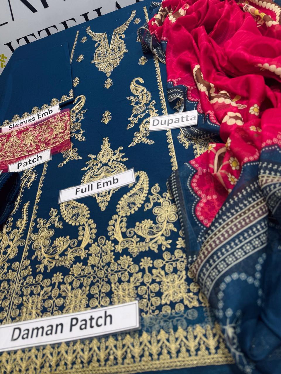 Women's embroidered unstitched dress