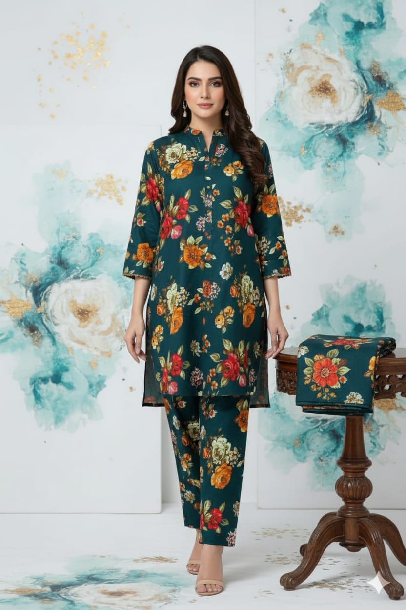 Floral Prints New Arrival,Summer Collection 2026, 2pc,Front Full Digital Printed Shirt*