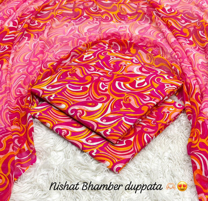 Nishat premium Lawn with bhamber dupatta 12 colors