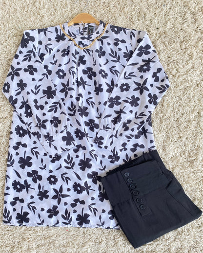 New arrival stitched  2 piece printed shirt and button palazzo