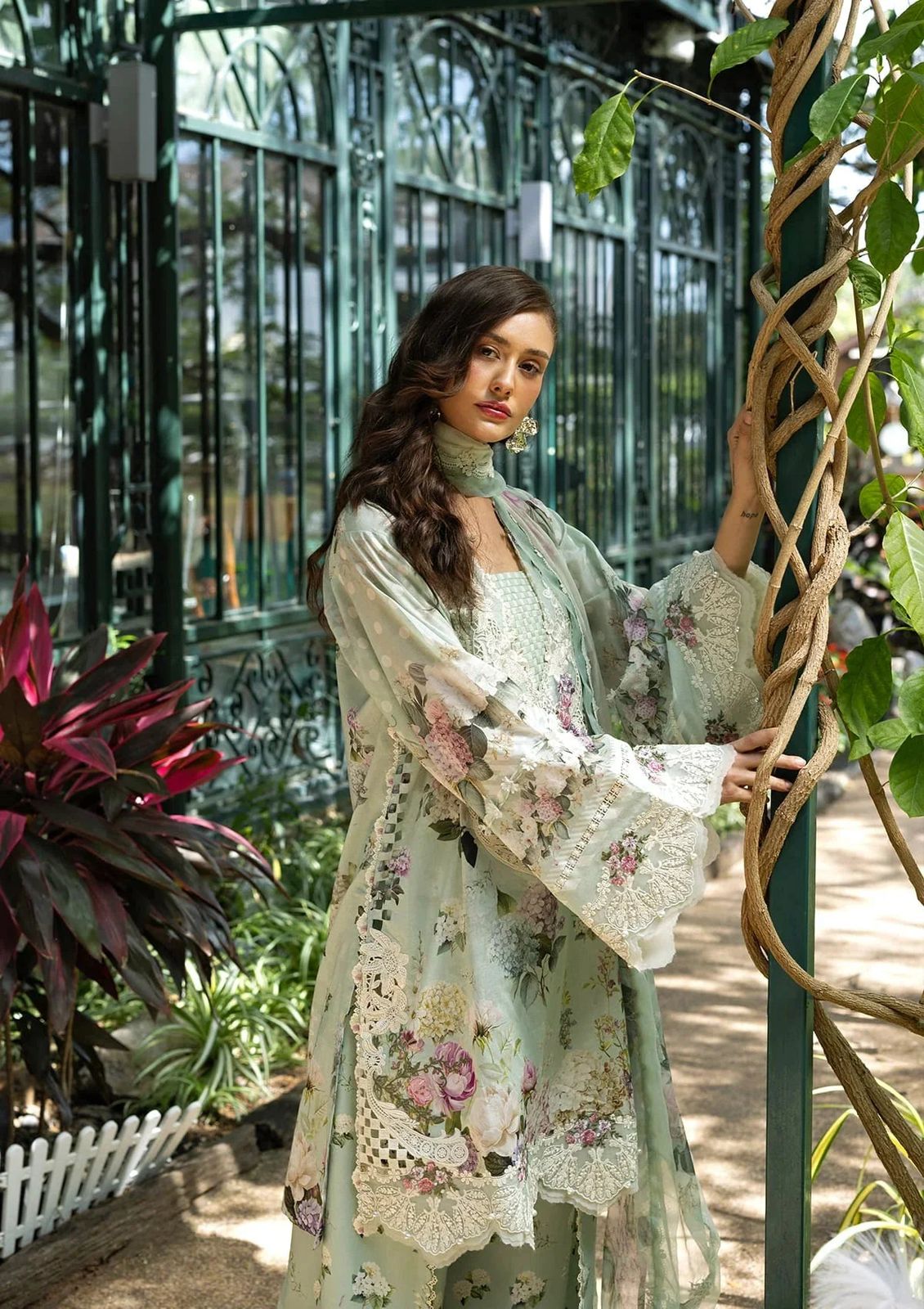 Elaf-Printed lawn shirt & printed silk  dupatta