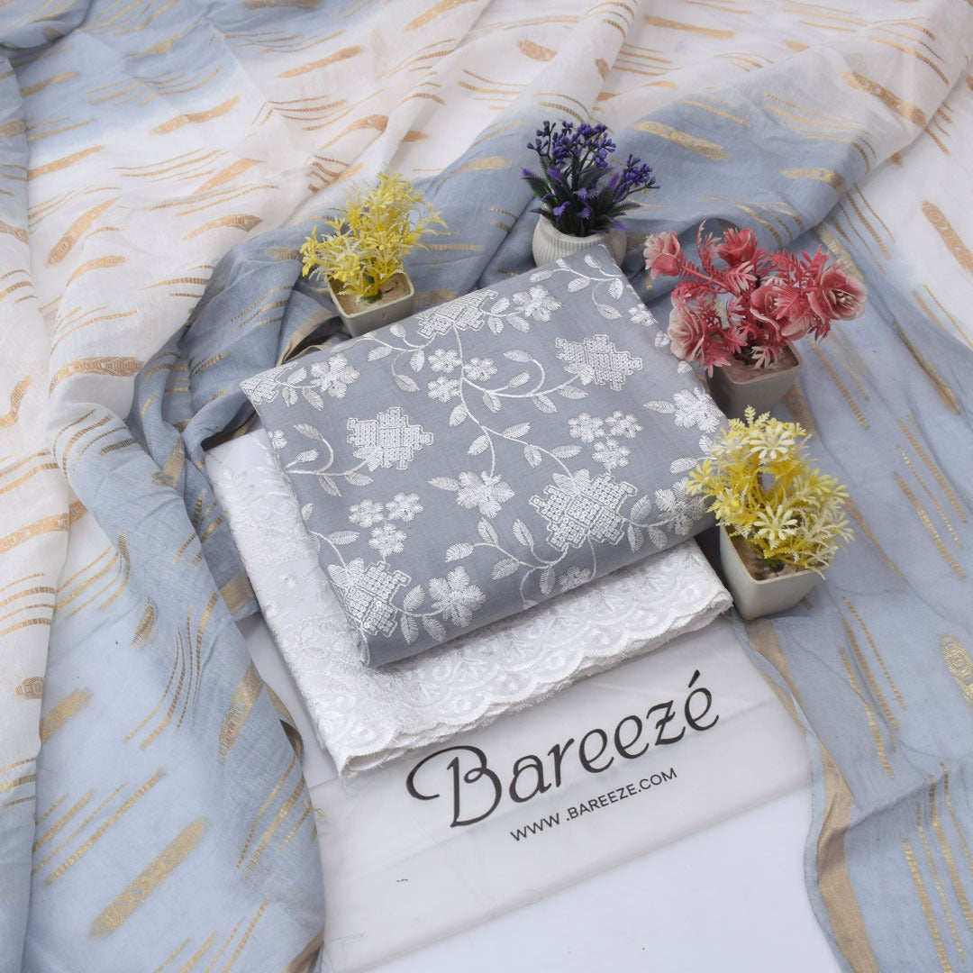 Bareezè, Lawn 2026, Dorya cotton,3pcs,embroidered 36 color's