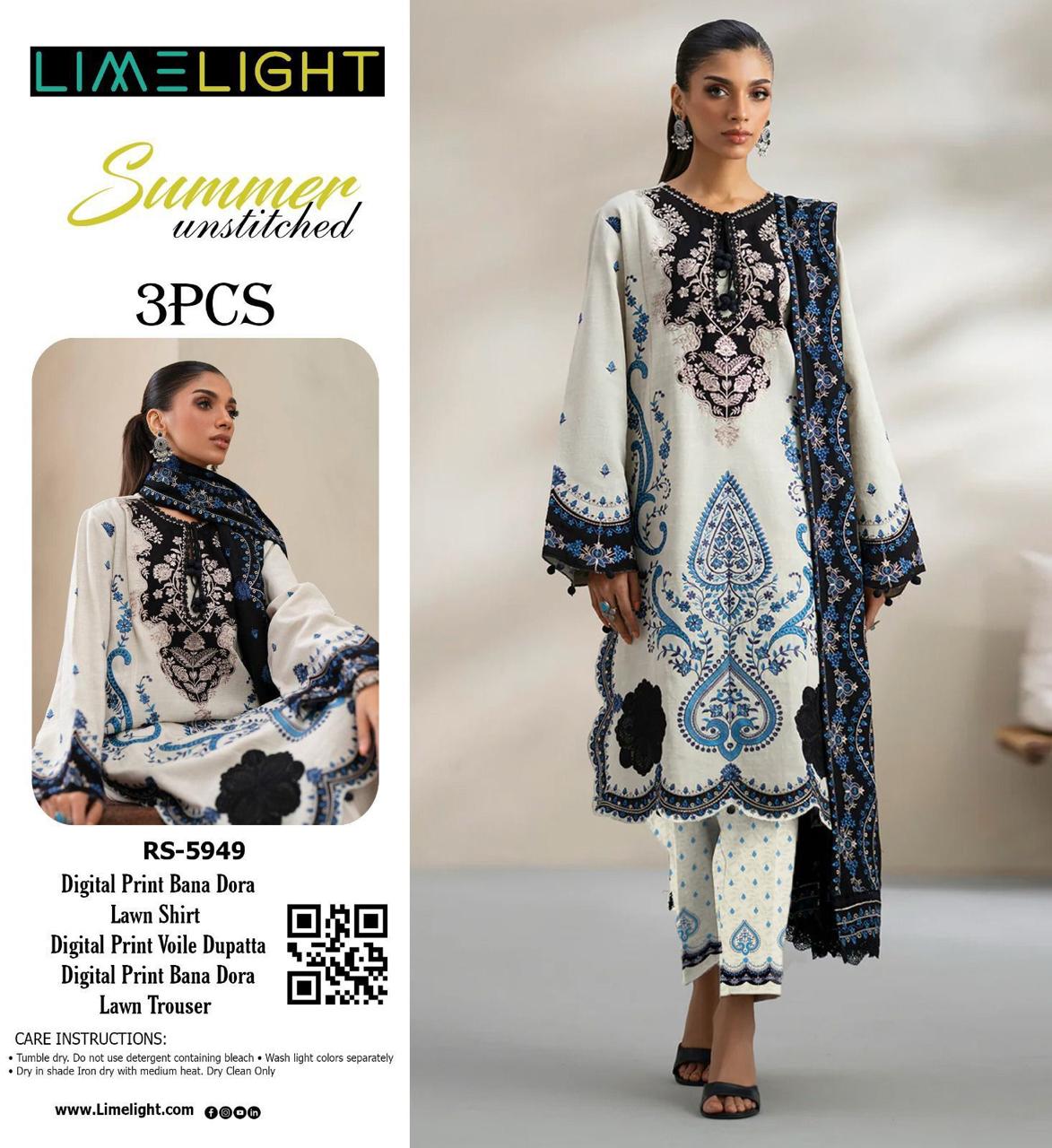 Limelight Banadora printed lawn shirt, trouser & dupatta