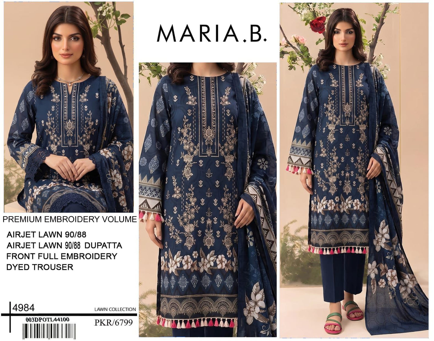 MARIA.B digital printed and Front head embroidered Lawn, new arrival