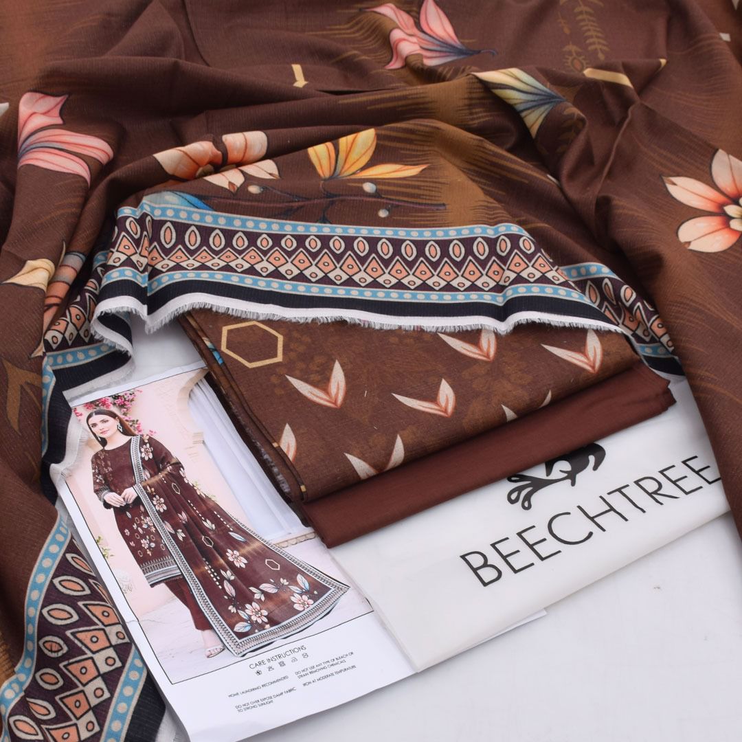 Beechtree, Digital Printed Chamki Lawn Shirt With Chamki Lawn Dupata Plain Dyed Trouser