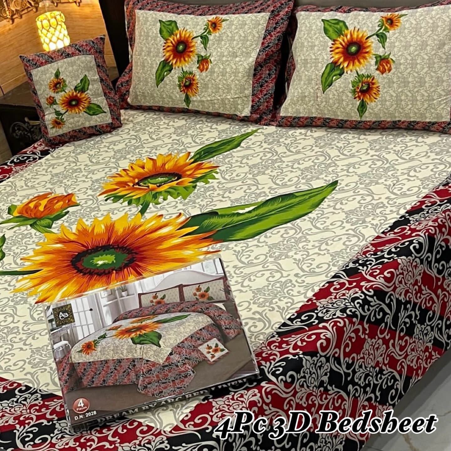 4Pc 3D Panel Bedsheet 25 design