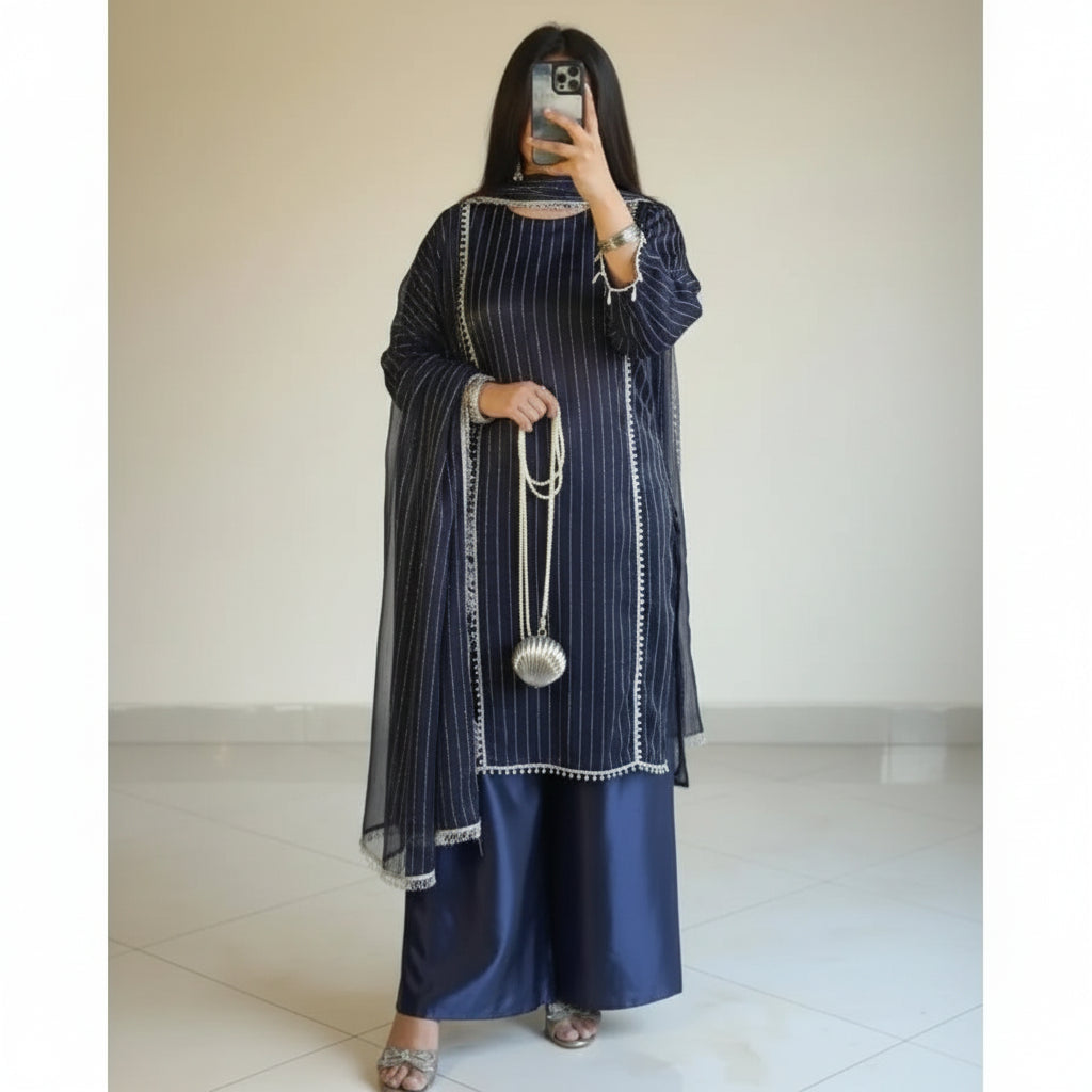 Shamooz silk patchwork suit 3PCS