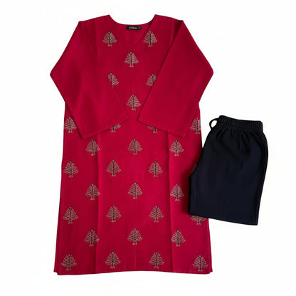 summer cotton embroided Top with baggy Jean
