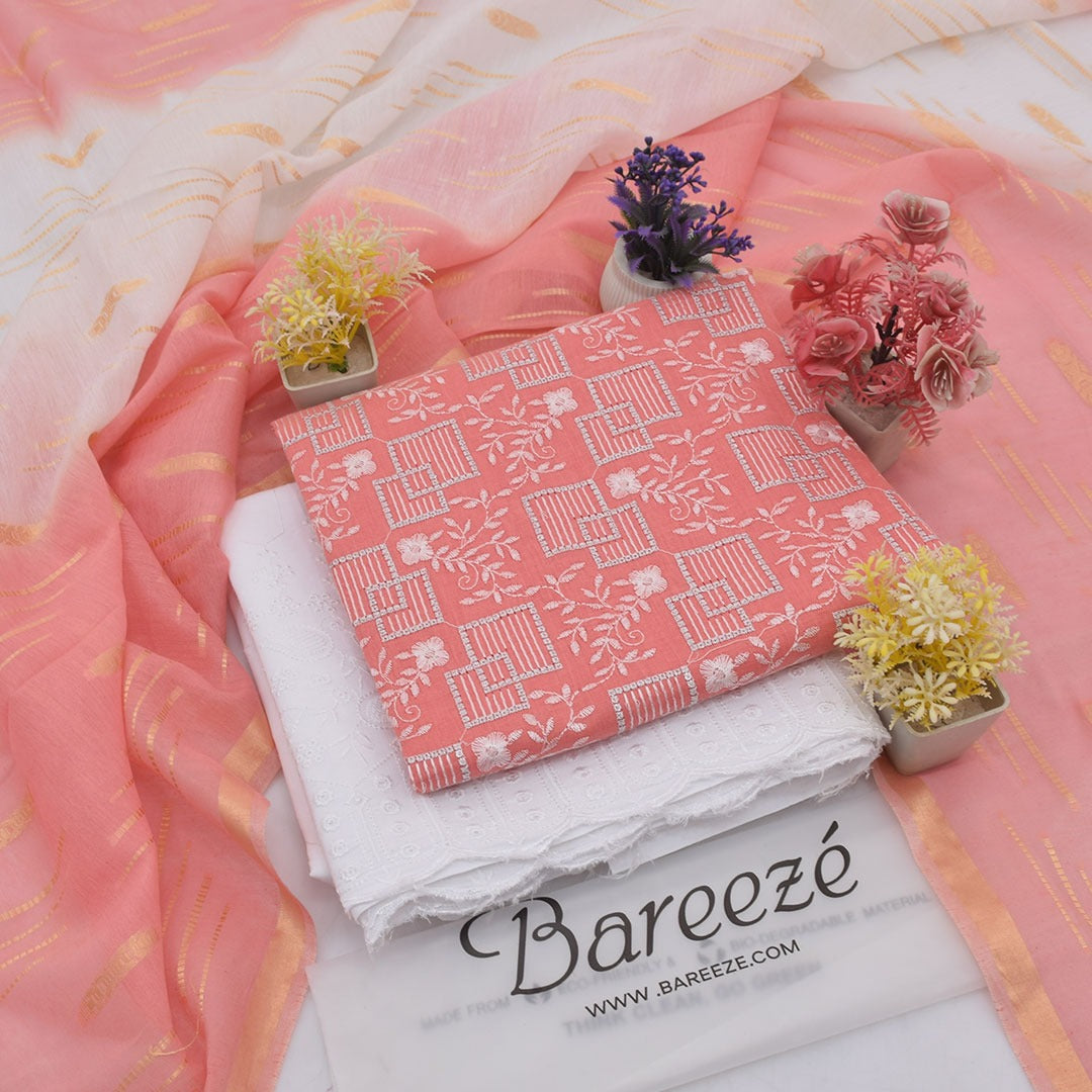 Bareezè, Lawn 2026, Dorya cotton,3pcs,embroidered 36 color's