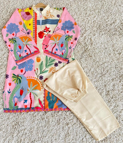 Stitched printed shirt and trouser