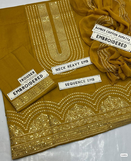New Lawn/cotton Hit Traditional Fully Sequence Embroidered