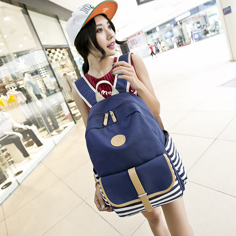 Girls imported canvas school bag pack with strips