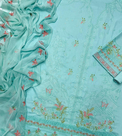 Qalamkar,Front Full Heavy Multi-Head Embroidered