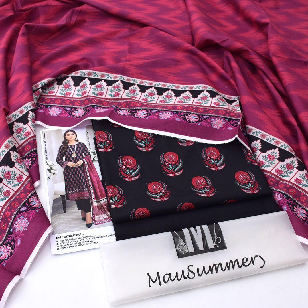 Mausummery,digital lawn shirt, plain dyed trouser,lawn dupatta