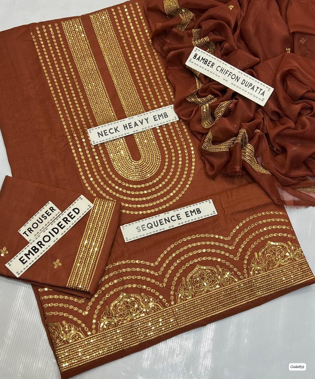 New Lawn/cotton Hit Traditional Fully Sequence Embroidered