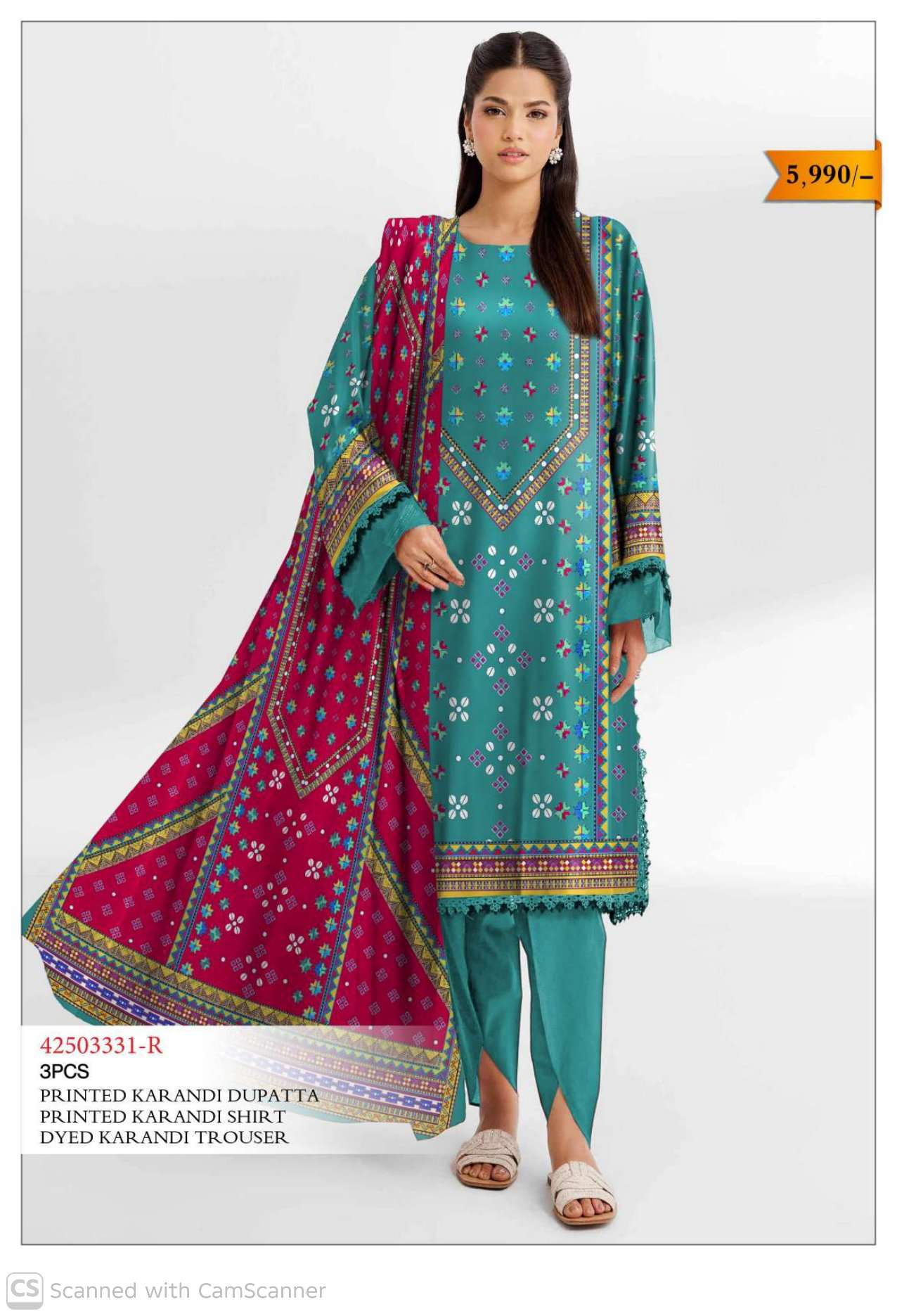 Ladies printed Karandi dress
