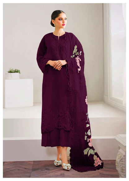 ORGANZA  SHIRT FRONT HEAVY EMBROIDERED CUTWORK BORDERS