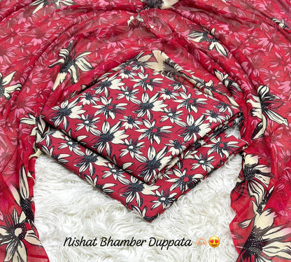 Nishat premium Lawn with bhamber dupatta 12 colors