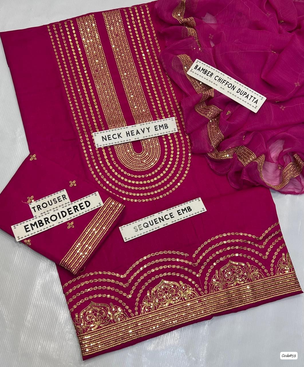 New Lawn/cotton Hit Traditional Fully Sequence Embroidered