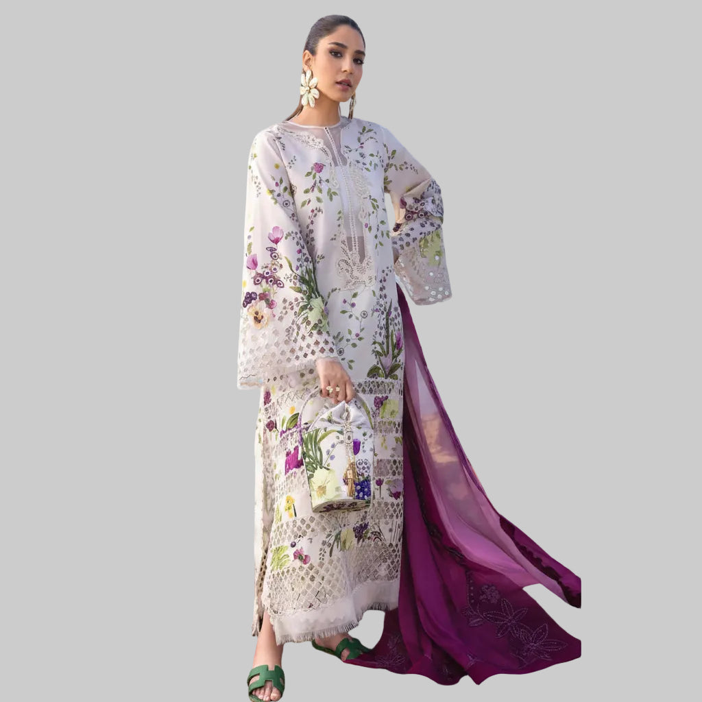 Iznik 03PCS, FABRIC Digital printed Bana Dora Lawn 90/88