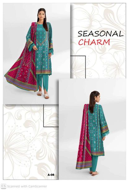 Ladies printed Karandi dress