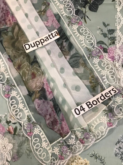 Elaf-Printed lawn shirt & printed silk  dupatta