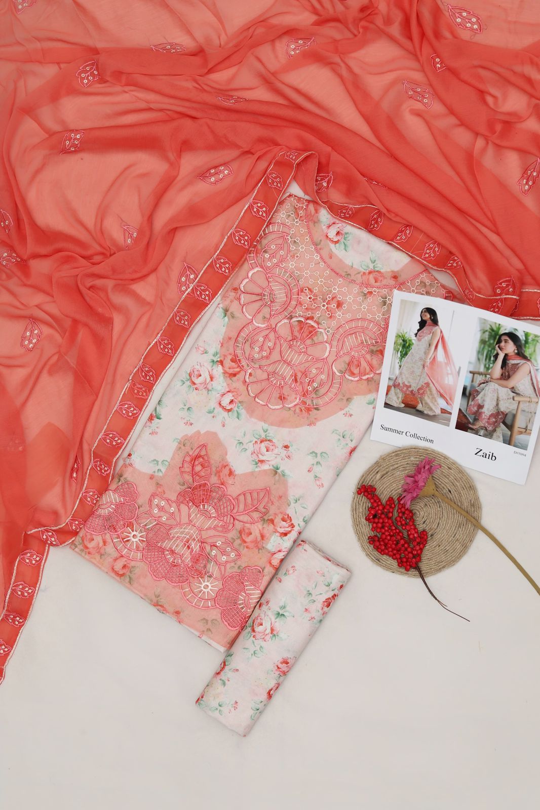 Zaib, SUMMER LAWN Fabric,3Pc