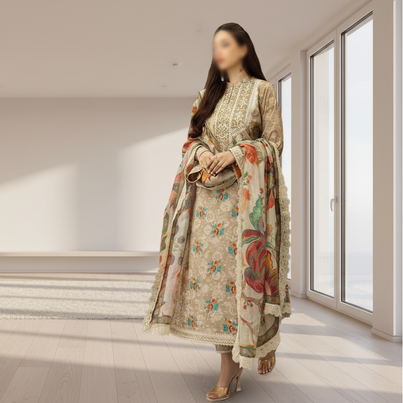ZAINAB CHOTTANI, Cross stitch lawn embroidered