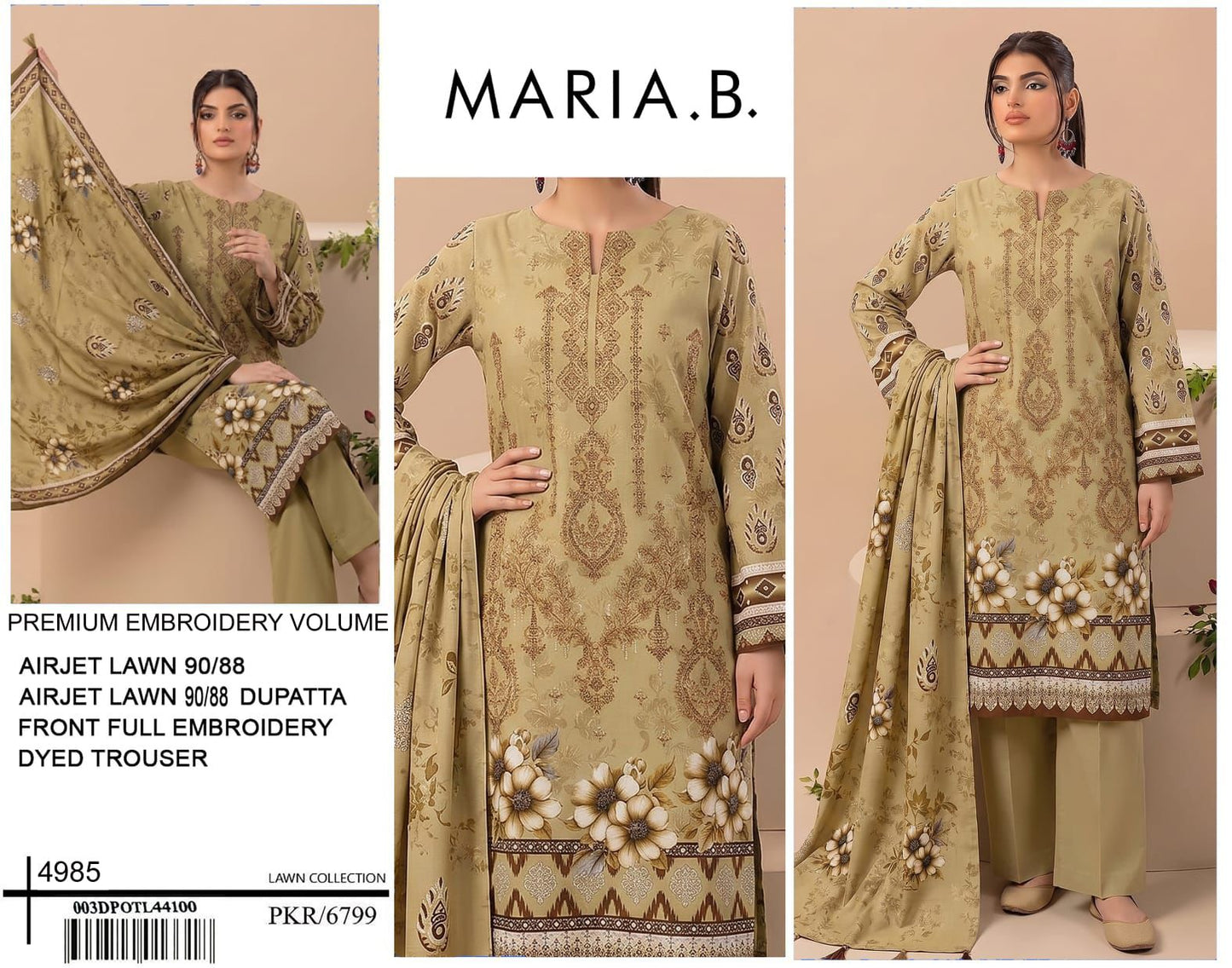 MARIA.B digital printed and Front head embroidered Lawn, new arrival