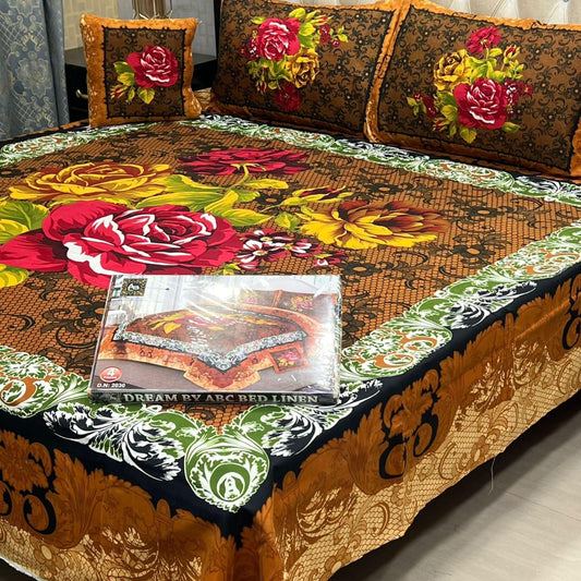 3 D PANAL BEDSHEET CRYSTAL COTTON 4 PCS