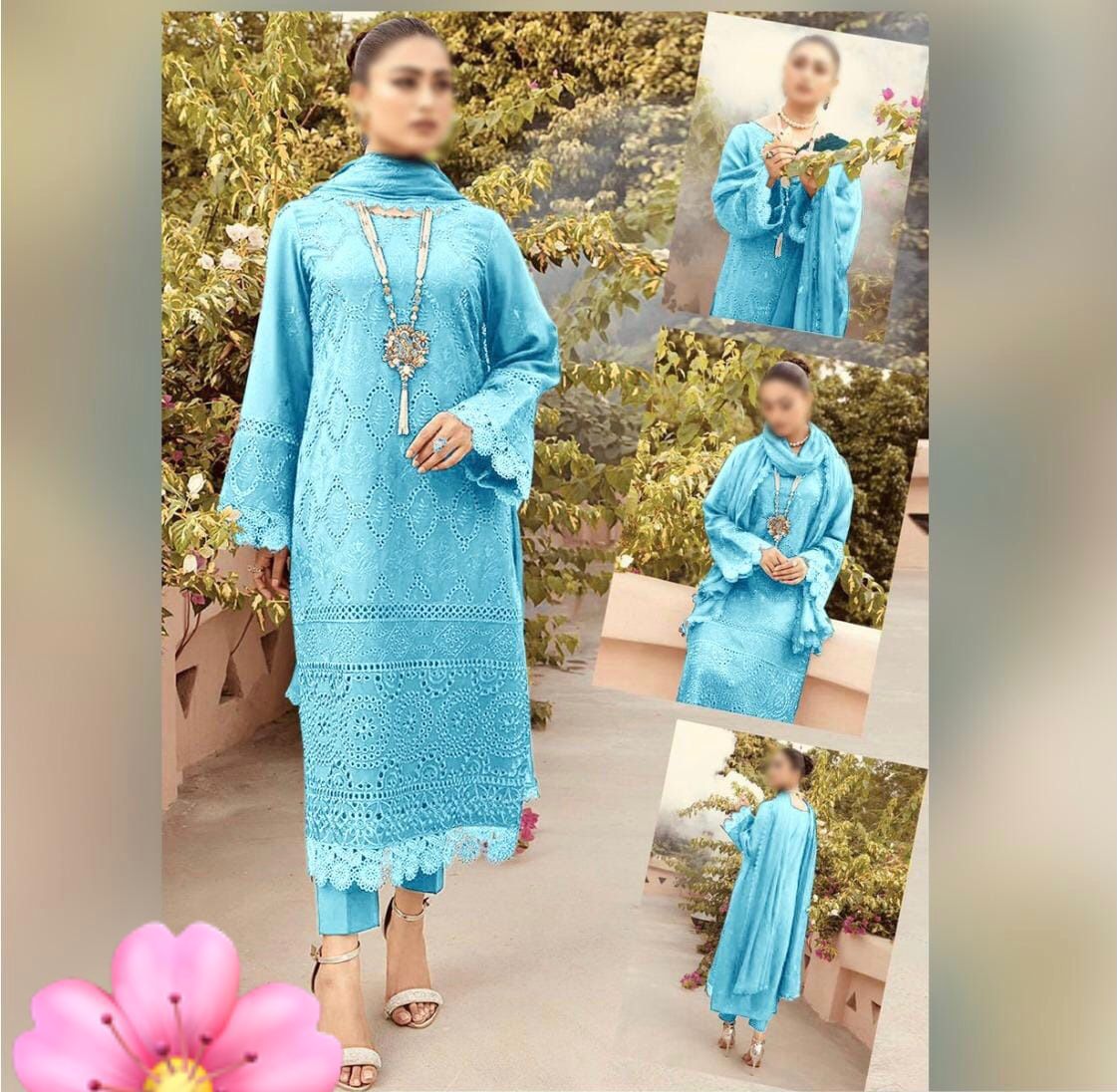 Kahf fine quality lawn, Fully Heavy Embroidered Lawn Front With Chikenkari Work