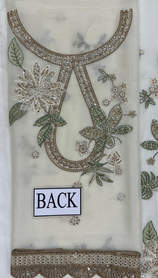Jazmin, High-quality chiffon embroidered front and back, embroidered sleeves,