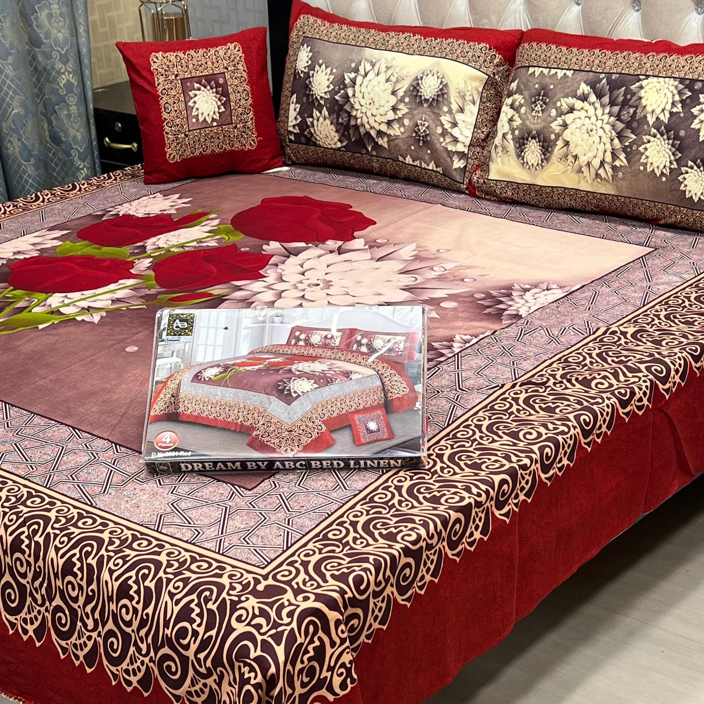 3 D PANEL BEDSHEET CRYSTAL COTTON*