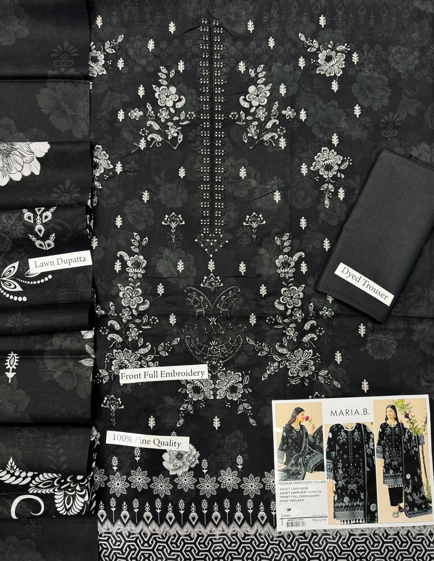 MARIA.B digital printed and Front head embroidered Lawn, new arrival