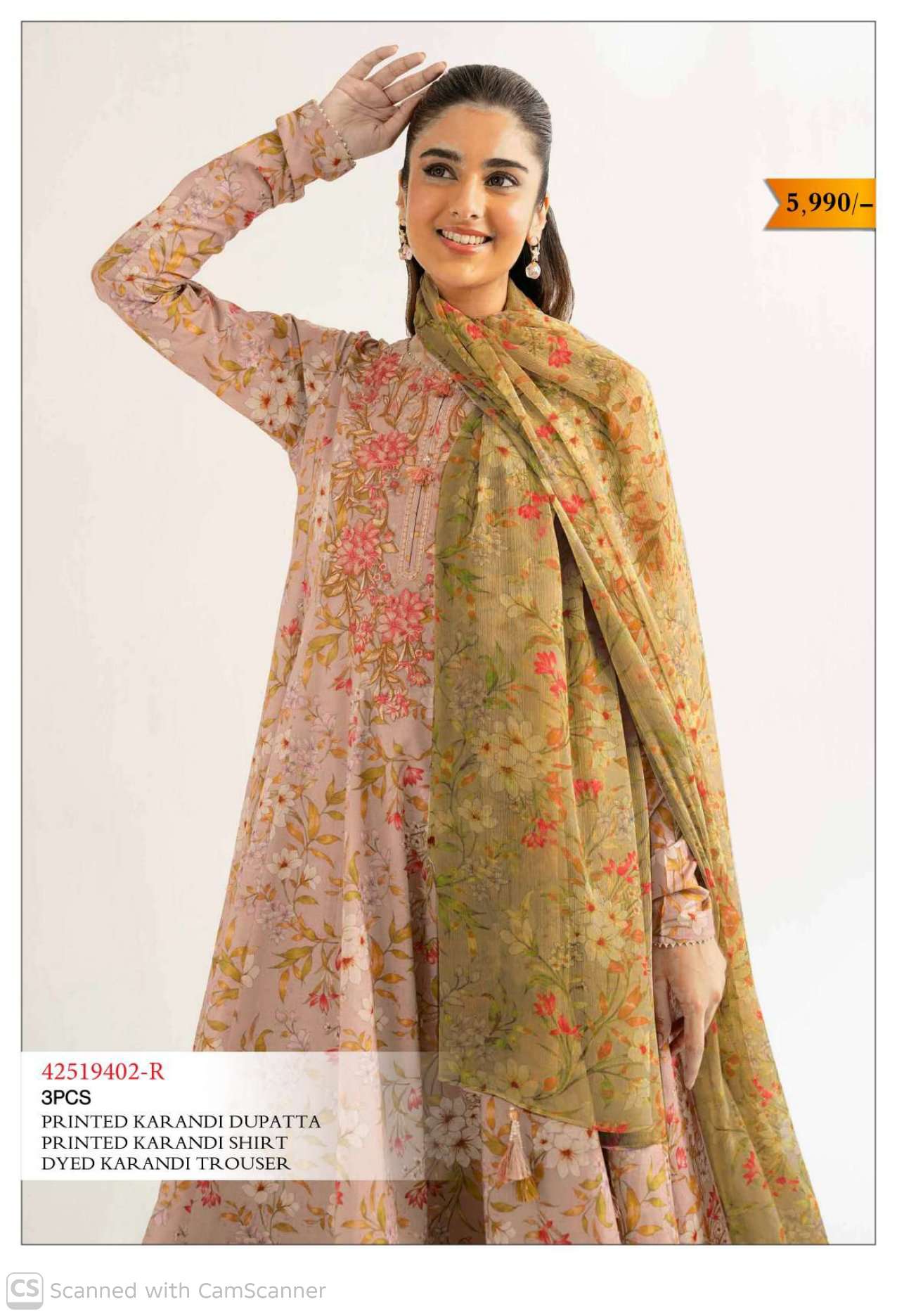 Ladies printed Karandi dress