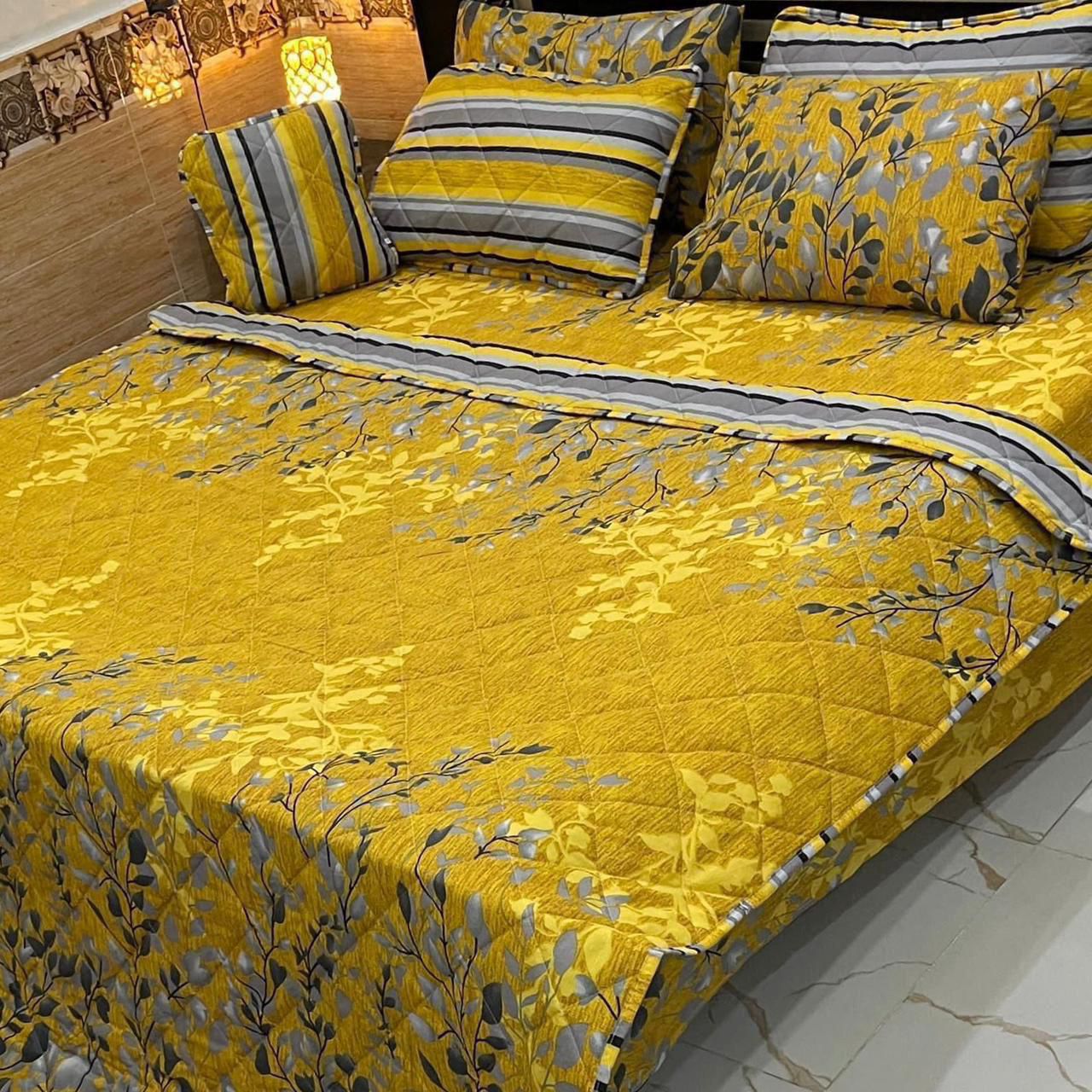7Pcs Printed Comforter Set, Cotton Mix, 100% Fine Stuff, 22 colors