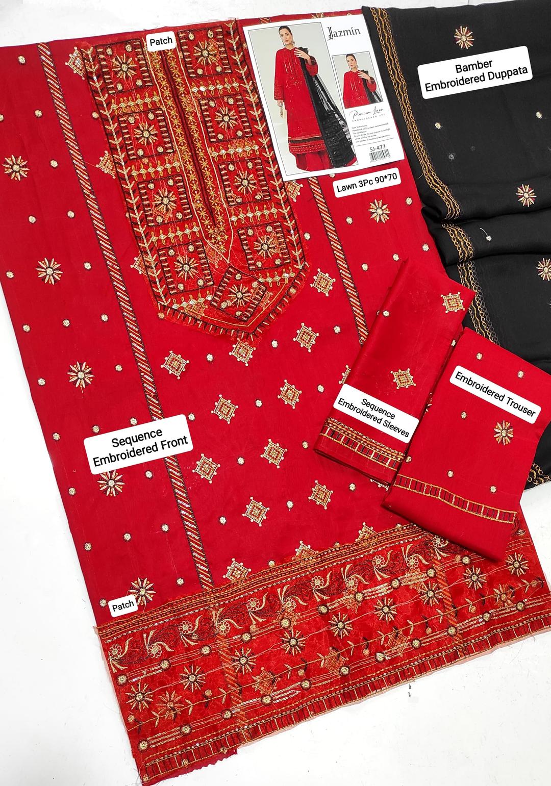 Women's unstitched embroidered dress