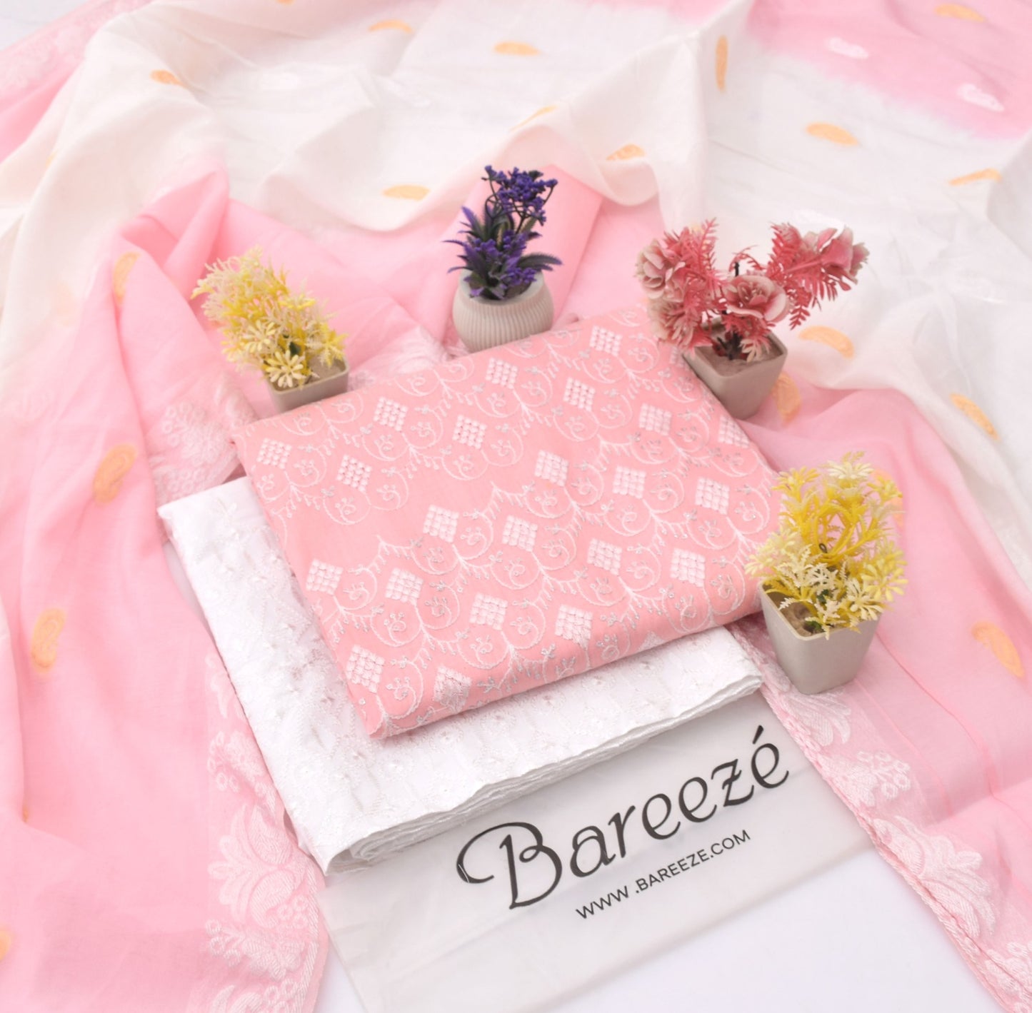 Bareezè, Lawn 2026, Dorya cotton,3pcs,embroidered 36 color's